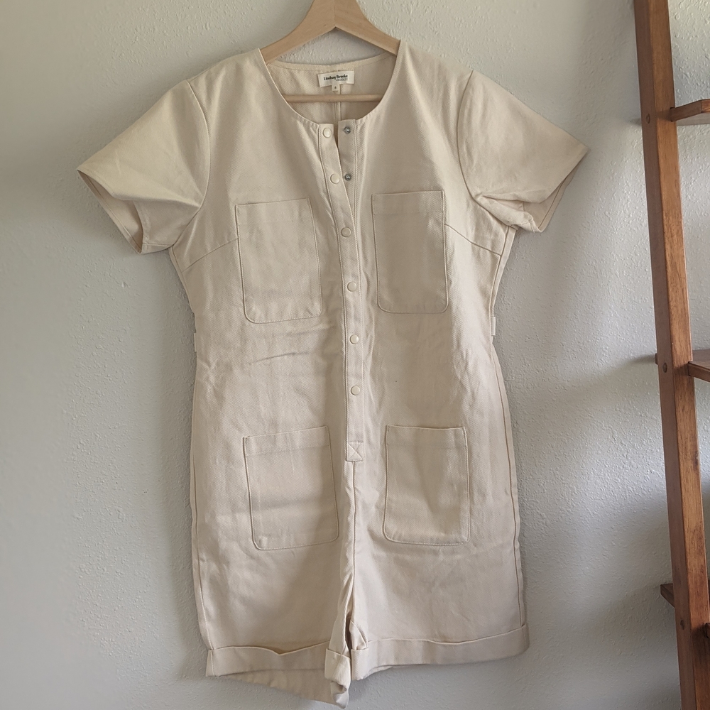 Roolee X Lindsay Brooke Set the Scene Pocket Romper - Cream Sz S